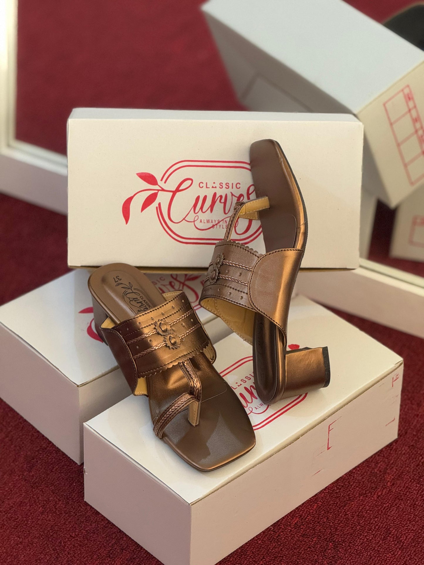 Kolapuri Block Heels - Copper