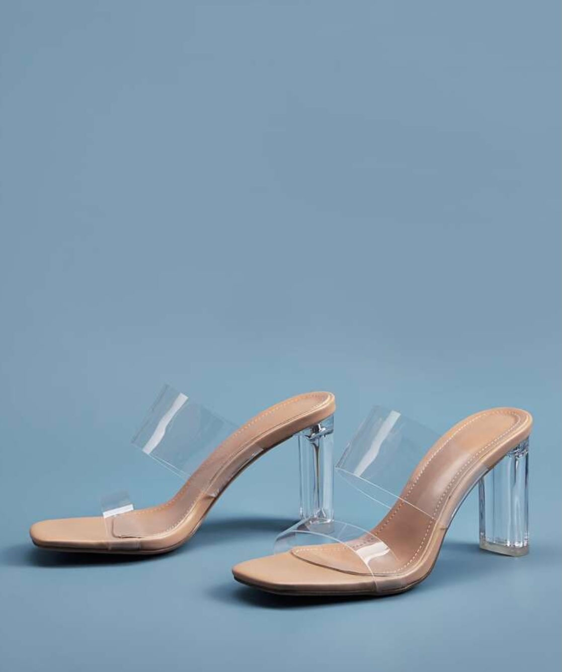 Transparent Glass Heels- Nude