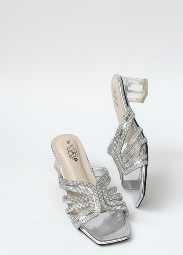 Zaisha Glass Heels - Silver