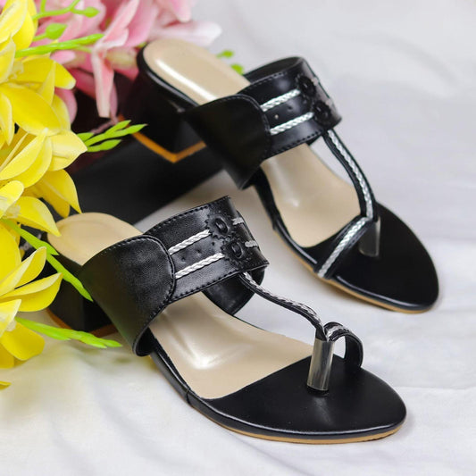 Kolapuri Block Heels - Black