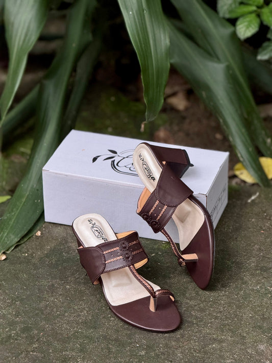 Kolapuri Block Heels - Brown