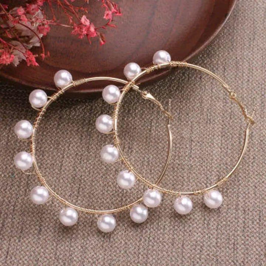 Pearl Drop Hoops