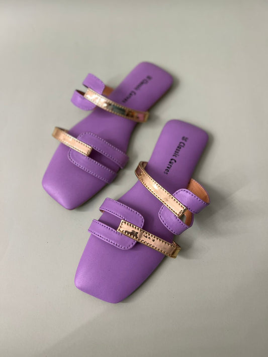 Basic Flats with gold straps - Lilac