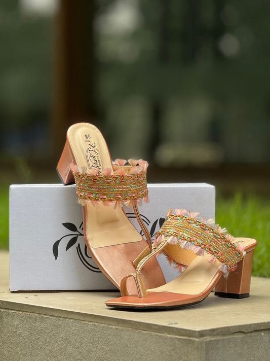 Saj Kolapuri Heels - Peach